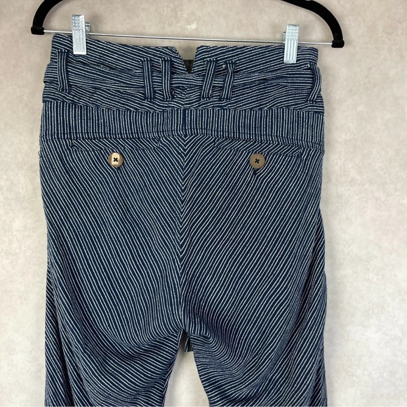 Free People Rumors Yarn Dye Stripe Paper Bag Pants Blue and White Striped - Picture 7 of 11